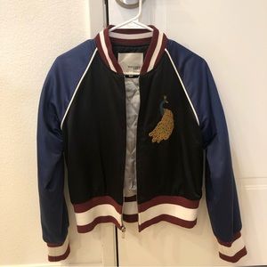 Aritzia Wilfred Free Embroidery Cropped Bomber Jacket